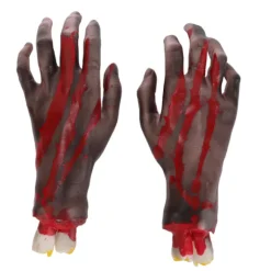 2 stk falske afhuggede hænder realistisk udsøgt udførelse Halloween rekvisit dekoration til cosplay scene rekvisit Halloween fest