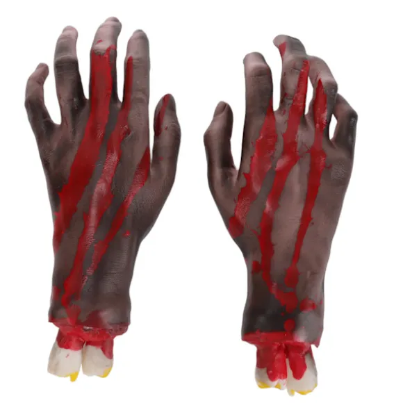 2 stk falske afhuggede hænder realistisk udsøgt udførelse Halloween rekvisit dekoration til cosplay scene rekvisit Halloween fest