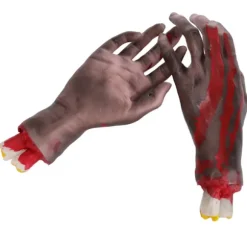 2 stk falske afhuggede hænder realistisk udsøgt udførelse Halloween rekvisit dekoration til cosplay scene rekvisit Halloween fest