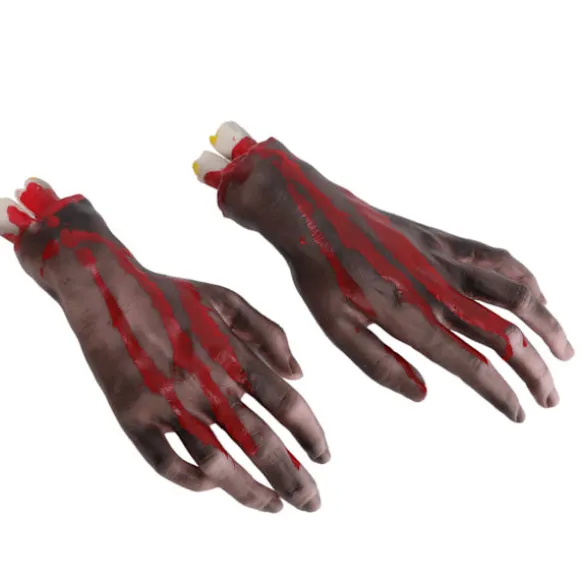 2 stk falske afhuggede hænder realistisk udsøgt udførelse Halloween rekvisit dekoration til cosplay scene rekvisit Halloween fest