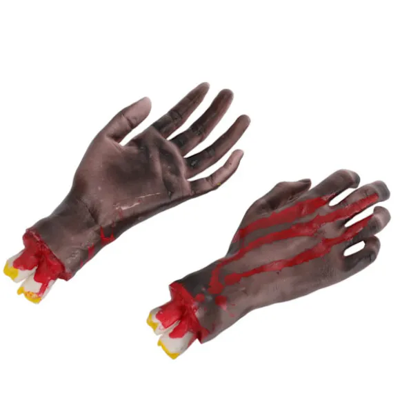 2 stk falske afhuggede hænder realistisk udsøgt udførelse Halloween rekvisit dekoration til cosplay scene rekvisit Halloween fest
