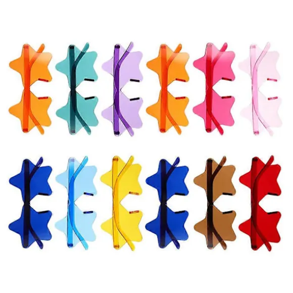 14 stk. farverige stjernesolbriller uden kant til fotoboksrekvisitter og polterabender – lette og unikt assorteret design Assorted Color 14.00X6.50X0.50CM | Fyndiq