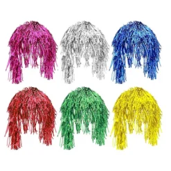 6 stk Farverige Tinsel Paryk Dekorative Hårparyk Fest Tinsel Paryk Metal Hårparyk Hårpynt