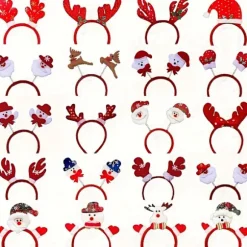 12 stk. festlige julehårbøjler - røde & plastik hårbøjler med julemand, snemand & rensdyrgevir, perfekte til julefrokostdekorationer, [DB] 12pcs