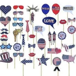 40 stk. fotorekvisit America Independence Day Selfie Rekvisitter Håndholdte Fest Dekorerende Gaver