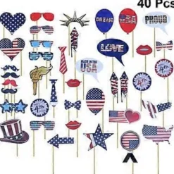 40 stk. fotorekvisit America Independence Day Selfie Rekvisitter Håndholdte Fest Dekorerende Gaver