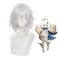 1 stk. Genshin Impact Kanban Musume Paimon Cosplay Brugerdefineret Hvid Hår Paryk[YJD] White
