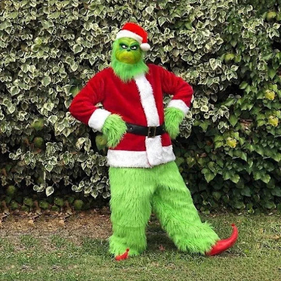 7 stk. Grinchen Kostume Jule Cosplay Voksen Julemandskostume Sæt + Maske A-Perfet C S