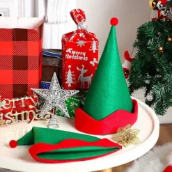 4 stk. Grønne Filt Elf Hatte Julemand Elf Hat Juleferie Fest