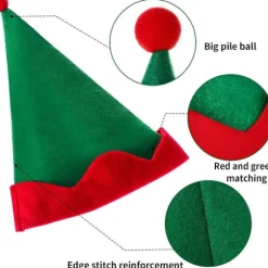 4 stk. Grønne Filt Elf Hatte Julemand Elf Hat Juleferie Fest