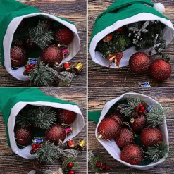 2 stk Grønne Julehatte i Non-Woven Materiale til Julekostumer