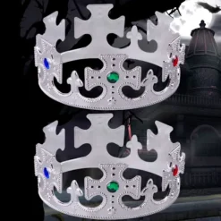 2 stk. Guld Konge Krone, Konger og Dronninger Royale Juvelerede Kroner Prins Kostume Tilbehør Halloween Rekvisit