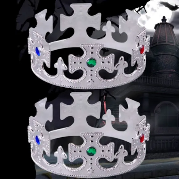 2 stk. Guld Konge Krone, Konger og Dronninger Royale Juvelerede Kroner Prins Kostume Tilbehør Halloween Rekvisit