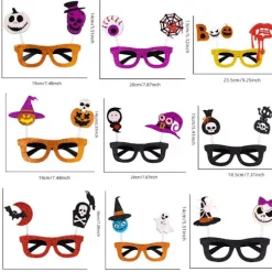 9 stk. Halloween briller, Halloween festartikler festdekorationer til børn og voksne briller, græskar, edderkop, briller kostume rekvisitter