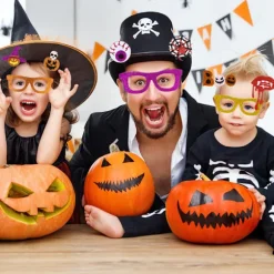 9 stk. Halloween briller, Halloween festartikler festdekorationer til børn og voksne briller, græskar, edderkop, briller kostume rekvisitter