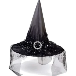 2 stk. Halloween Heksehat Kostume Cosplay Hat med Stilfuldt Mesh Cr