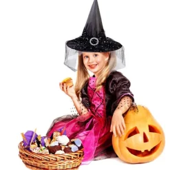 2 stk. Halloween Heksehat Kostume Cosplay Hat med Stilfuldt Mesh Cr