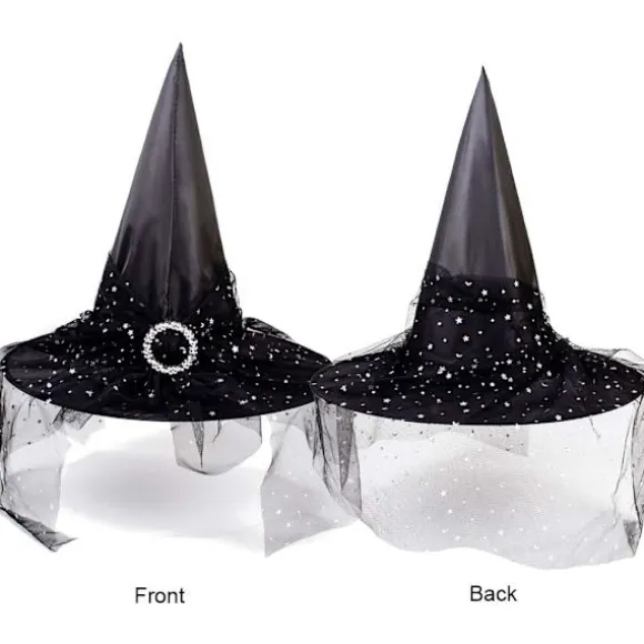 2 stk. Halloween Heksehat Kostume Cosplay Hat med Stilfuldt Mesh Cr