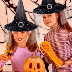2 stk. Halloween Heksehat Kostume Cosplay Hat med Stilfuldt Mesh Cr