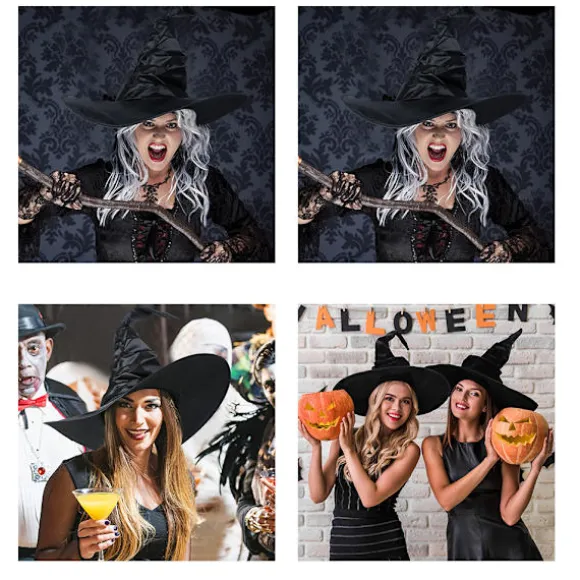 3 stk. Halloween Heksehat Sort Edderkop Flagermus Stor Rynket Damekostume Tilbehør Halloween Cosplay Fest