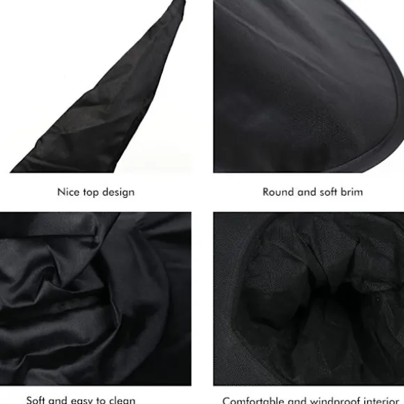 3 stk. Halloween Heksehat Sort Edderkop Flagermus Stor Rynket Damekostume Tilbehør Halloween Cosplay Fest