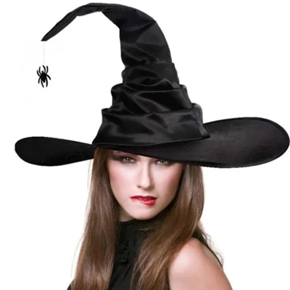 3 stk. Halloween heksehatte sort edderkop flagermus heksehat stor rynket hatte kvinder kostume tilbehør til Halloween cosplay fest