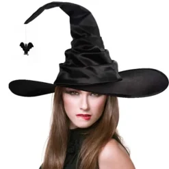 3 stk. Halloween heksehatte sort edderkop flagermus heksehat stor rynket hatte kvinder kostume tilbehør til Halloween cosplay fest