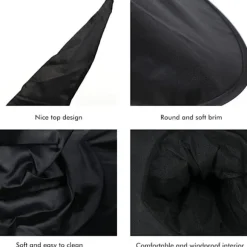 3 stk. Halloween heksehatte sort edderkop flagermus heksehat stor rynket hatte kvinder kostume tilbehør til Halloween cosplay fest