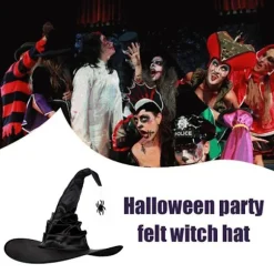 3 stk. Halloween heksehatte sort edderkop flagermus heksehat stor rynket hatte kvinder kostume tilbehør til Halloween cosplay fest