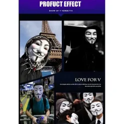 1 stk. Halloween Masker V for Vendetta Maske Anonym Guy Fawkes Halloween Fest Gave til Voksne Børn Film Tema Maske Cosplay Kostume black