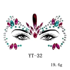 3 stk. Halloween Selvlysende Ansigtssten Tattoo Sticker, cosplayf
