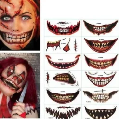 1/12 stk. Halloween Spøg Makeup Midlertidig Tatovering Tattoo stickers 04