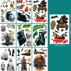 54 stk Halloween Vindue Klistermærker Halloween Vindue Dekorationer Skelet
