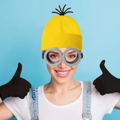 3 stk Halloween-kostumetilbehør til voksne, beskyttelsesbriller/gul hat/handsker til mænd og kvinder Cosplay-fest sæt