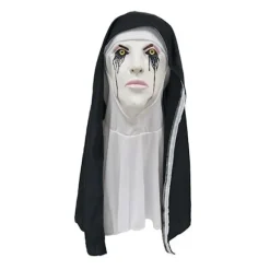1 stk. Halloween-maske, skræmmende nonnemaske i latex, Halloween-fest skræmmende fuld hovedkostumemaske, Halloween-skrækmakeupmaske