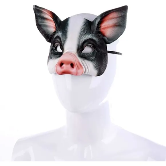 1 stk. Halv Ansigt Dyremaske Gris Maske Horror Gris Maske til Halloween