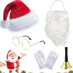 5 stk. Hatte-, skæg- og paryksæt til julefrokost