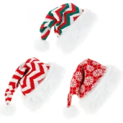 3 stk. Hong Kong Love julelang plyshat Santa Hat julepynt nyt strikket uld julehat