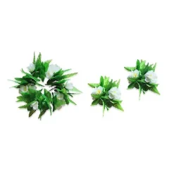 5 stk. Hula Nederdel Hawaiiansk Kostumesæt med Grønne Blade Halskæde Armbånd Hovedbøjle Luau Festartikler til Strand Luau Festartikler (Voksne) (LGL) Green | Fyndiq