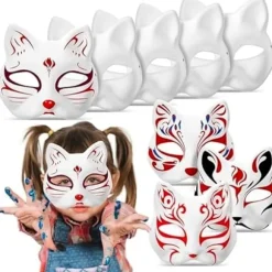 30 stk. Hvid katte maske hvid ræv maske dyr halv ansigt maske maske maske papir umalet blank DIY Halloween maske til maske bal rolle spil fest-WELLNGS 30pcs | Fyndiq