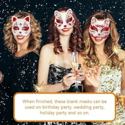 30 stk. Hvid katte maske hvid ræv maske dyr halv ansigt maske maske maske papir umalet blank DIY Halloween maske til maske bal rolle spil fest-WELLNGS 30pcs | Fyndiq