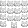 15 stk hvide dekorative malbare masker halv ansigt kattemasker Halloween fest tomt papir almindeligt