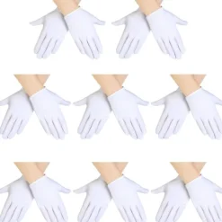 8 stk. Hvide Handsker Hvide Bomuldshandsker Cosplay Kostume Kjole Handsker Håndled Formelle Handsker til Fest