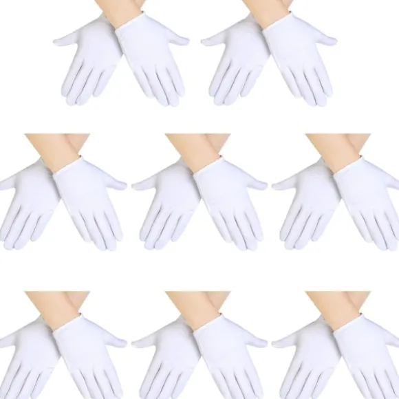 8 stk. Hvide Handsker Hvide Bomuldshandsker Cosplay Kostume Kjole Handsker Håndled Formelle Handsker til Fest