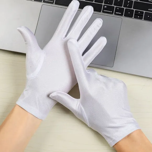 8 stk. Hvide Handsker Hvide Bomuldshandsker Cosplay Kostume Kjole Handsker Håndled Formelle Handsker til Fest