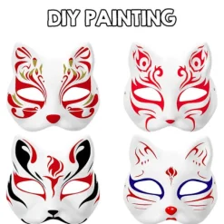 2 stk. hvide masker papirmasker blank katte maske til dekoration DIY maleri maskerade cosplay fest