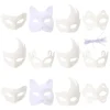 12 stk Hvide Maskerademasker Uafsluttede Masker Halloween Dyremasker Cosplay Kitsune Masker Ræv Halloween Masker