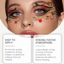 10 stk. Jule Øje Ansigts Tatoveringsmærke Træ Snemand Vandtæt Tatovering Makeup Transfer Mærkater Decal fest