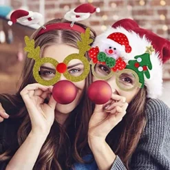 18 stk. Julebriller Glitter Festbriller Rammer Julepynt Kostumehatte Til Jul
