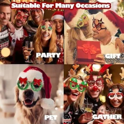 18 stk. Julebriller Glitter Festbriller Rammer Julepynt Kostumehatte Til Jul